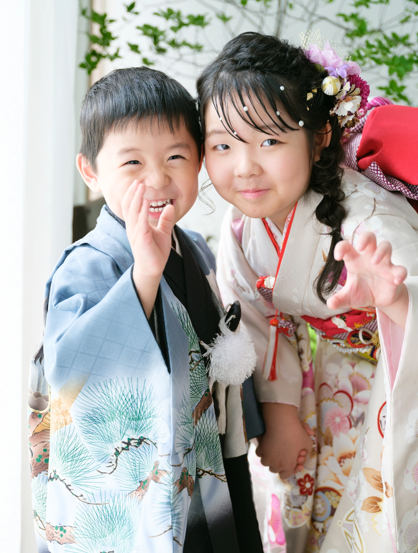 七五三 兄妹 着物 一緒に撮影した記念写真